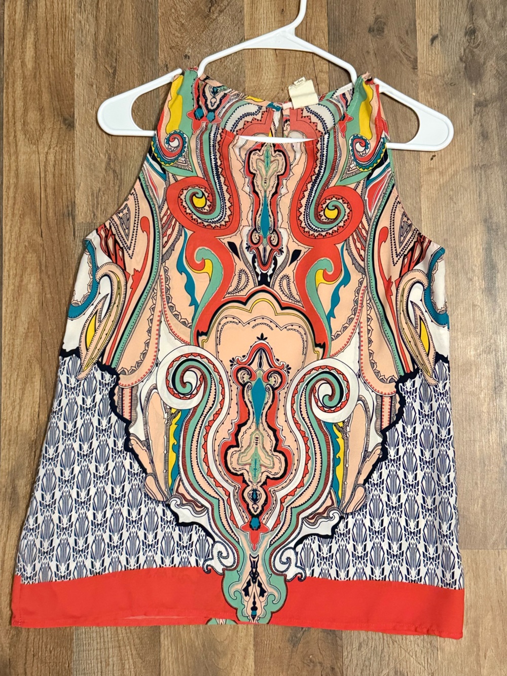 🦉 Pink Owl Boho Halter Neck Blouse Paisley Geometric Resort Wear Top•Size S•